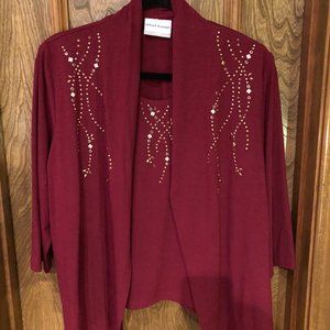 Alfred Dunner Merlot Petite PS Layered Look Top